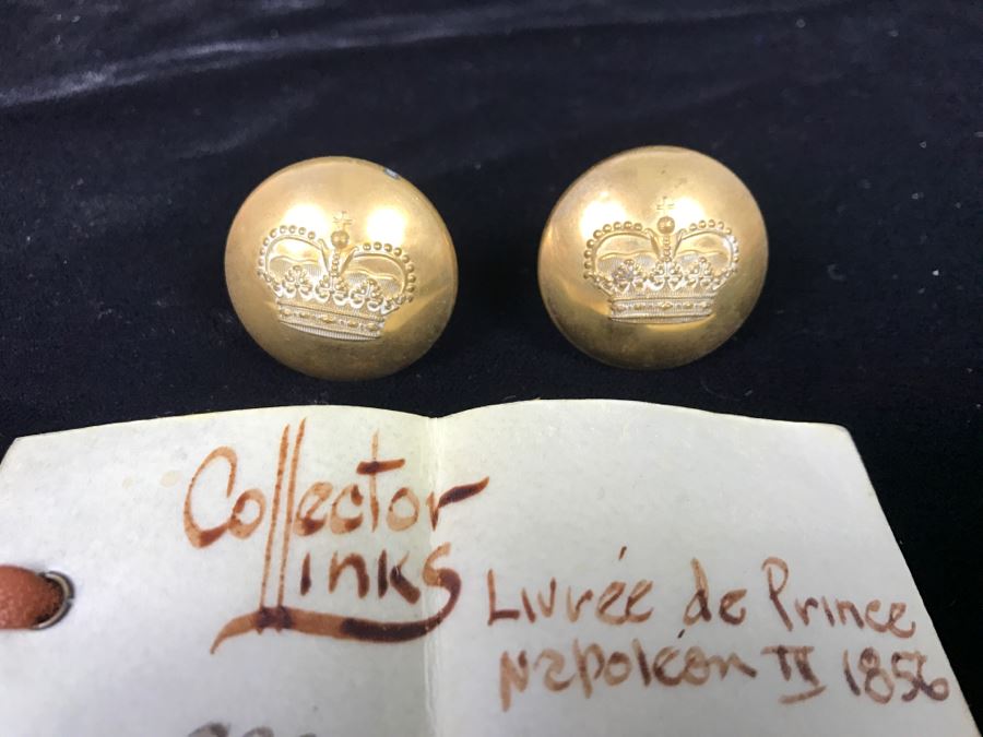 Antique 1856 Collector Cufflinks Livrée De Prince Napoleon  [Photo 3]