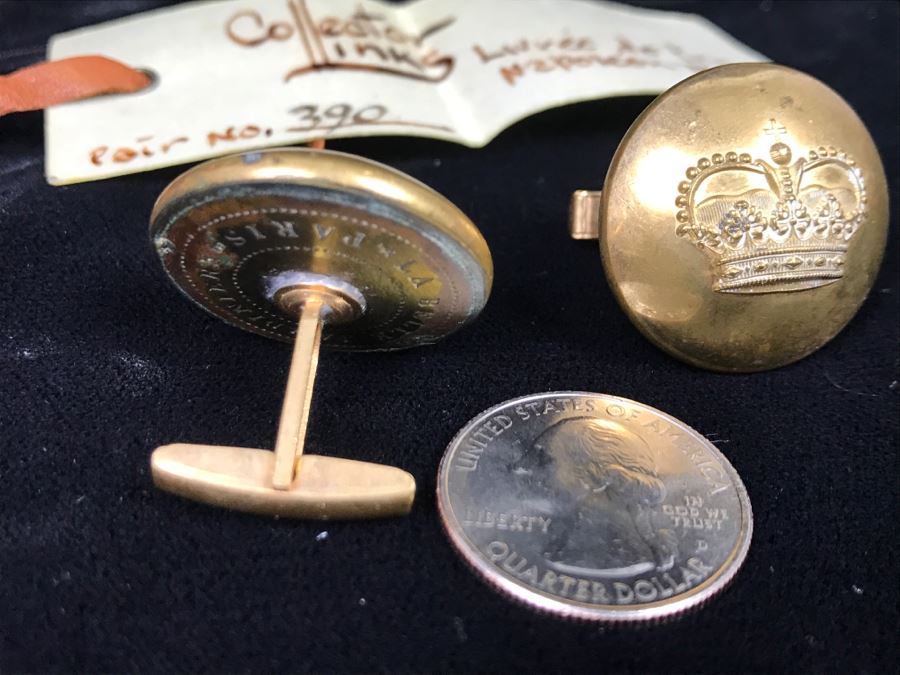Antique 1856 Collector Cufflinks Livrée De Prince Napoleon  [Photo 1]