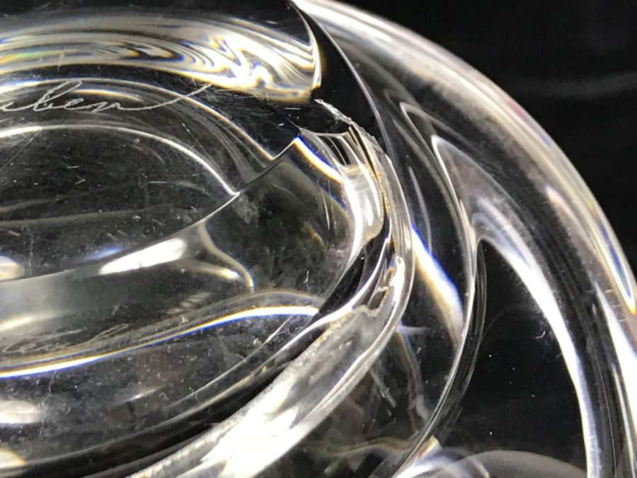 Pair Of Signed Steuben Crystal Spiral Bowls Mid-Century Design By Donald Pollard For Steuben in 1950's Minor Nicks Rough Spots On Base [Photo 11]