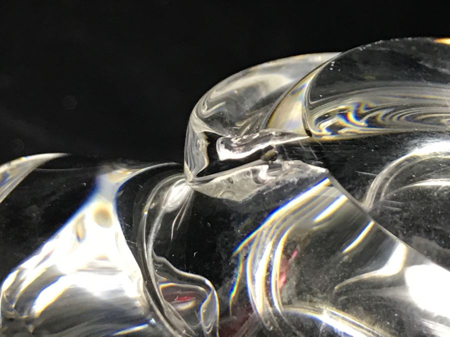 Pair Of Signed Steuben Crystal Spiral Bowls Mid-Century Design By Donald Pollard For Steuben in 1950's Minor Nicks Rough Spots On Base [Photo 10]