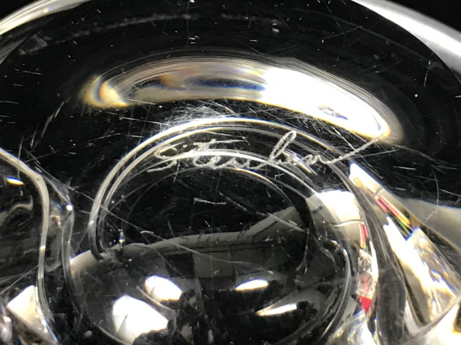 Pair Of Signed Steuben Crystal Spiral Bowls Mid-Century Design By Donald Pollard For Steuben in 1950's Minor Nicks Rough Spots On Base [Photo 12]