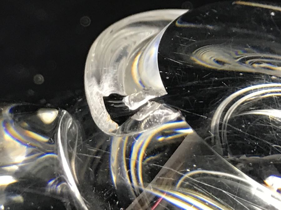 Pair Of Signed Steuben Crystal Spiral Bowls Mid-Century Design By Donald Pollard For Steuben in 1950's Minor Nicks Rough Spots On Base [Photo 13]