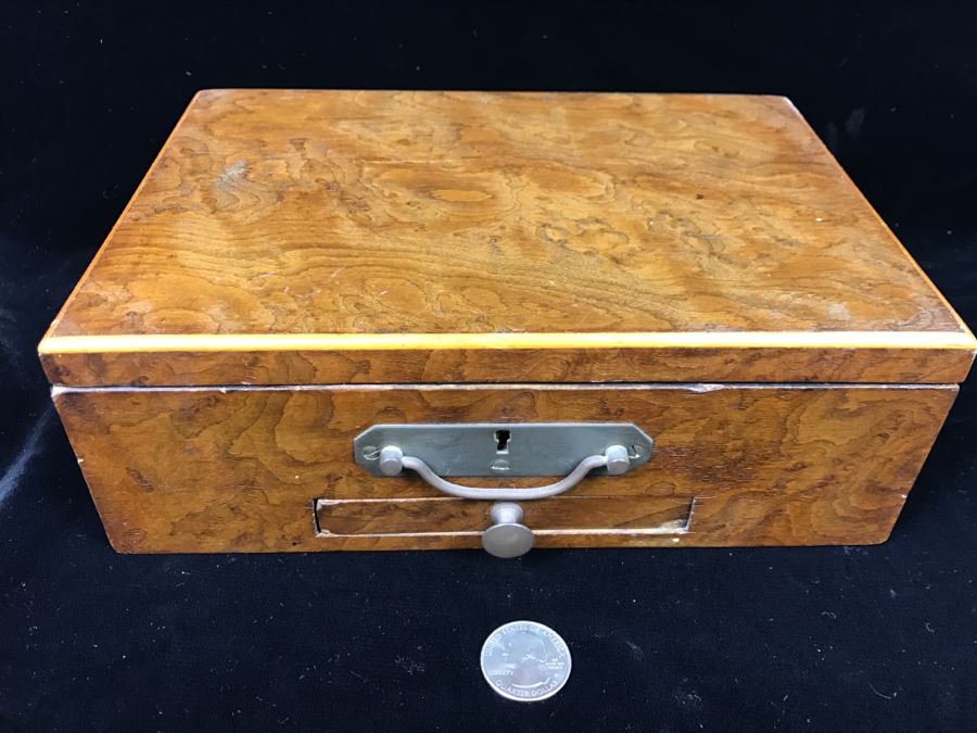 Antique Wooden Walnut Lock Box [Photo 3]