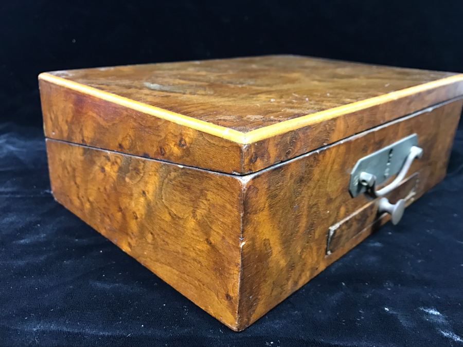 Antique Wooden Walnut Lock Box [Photo 11]