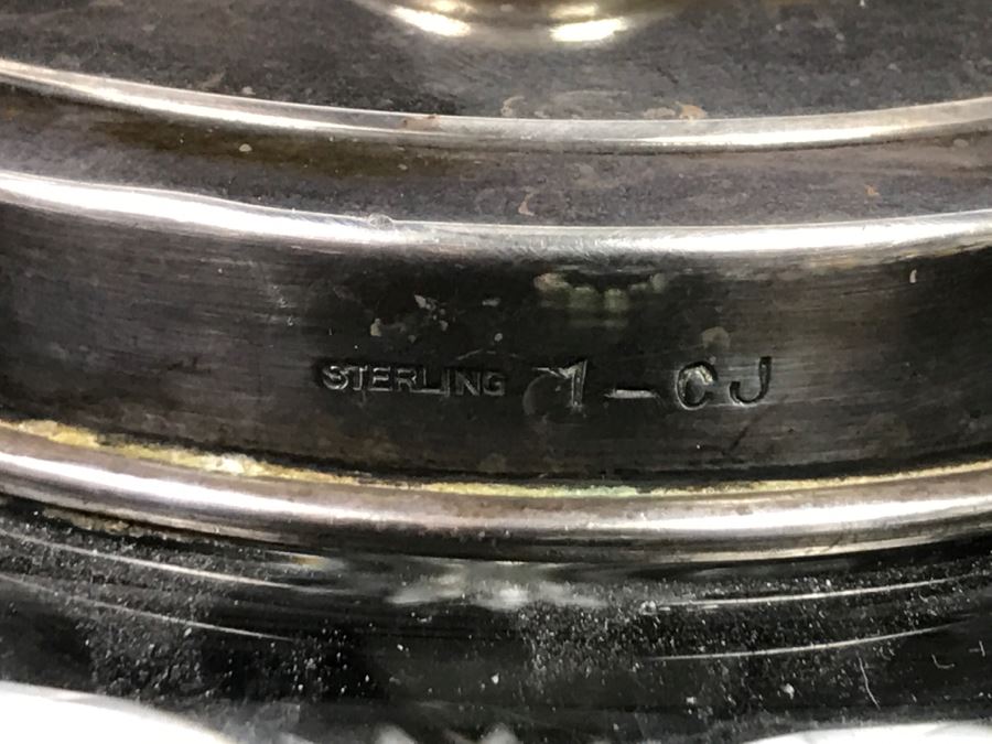 Large Detailed Etched Glass Vase And Etches Glass Jar With Sterling Silver Lid 50.7g Of Sterling Silver [Photo 15]