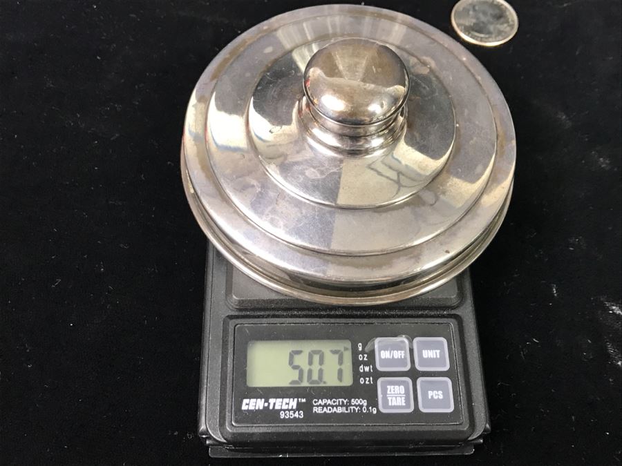 Large Detailed Etched Glass Vase And Etches Glass Jar With Sterling Silver Lid 50.7g Of Sterling Silver [Photo 16]