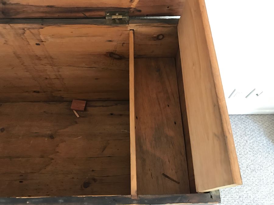 Incredible Antique East Coast Sailor's Chest Hand Carved Throughout With Old Ship On Front And Large Whale On Top Needs Some TLC [Photo 20]