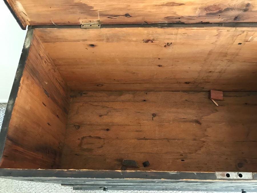 Incredible Antique East Coast Sailor's Chest Hand Carved Throughout With Old Ship On Front And Large Whale On Top Needs Some TLC [Photo 19]