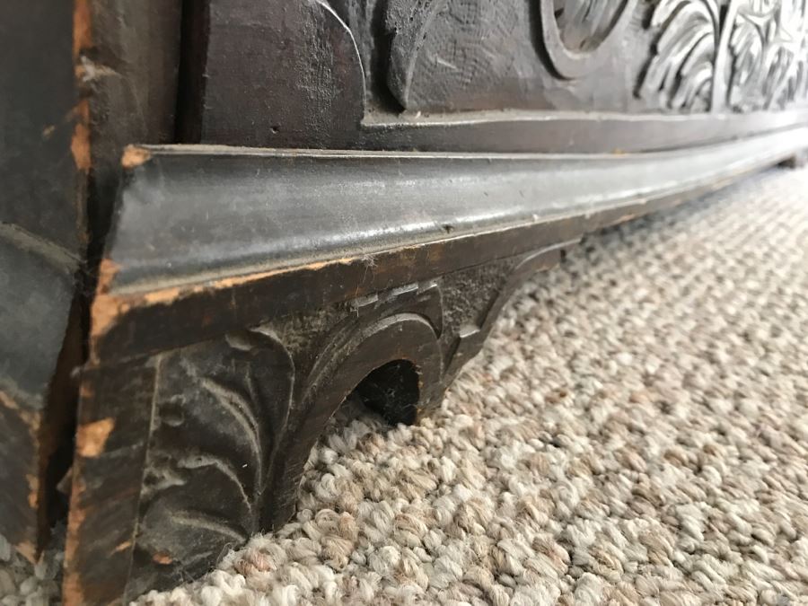 Incredible Antique East Coast Sailor's Chest Hand Carved Throughout With Old Ship On Front And Large Whale On Top Needs Some TLC [Photo 31]