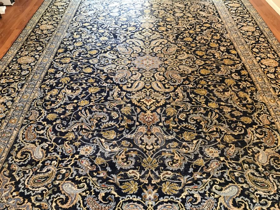 Large Stunning Hand Knotted Wool Area Rug With Blue Tones 12'9' X 9'4' [Photo 3]