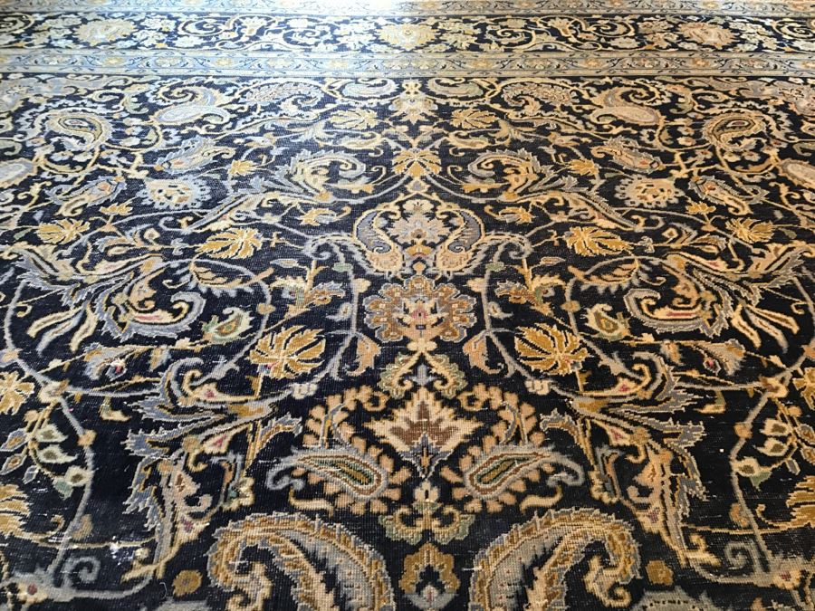 Large Stunning Hand Knotted Wool Area Rug With Blue Tones 12'9' X 9'4' [Photo 6]