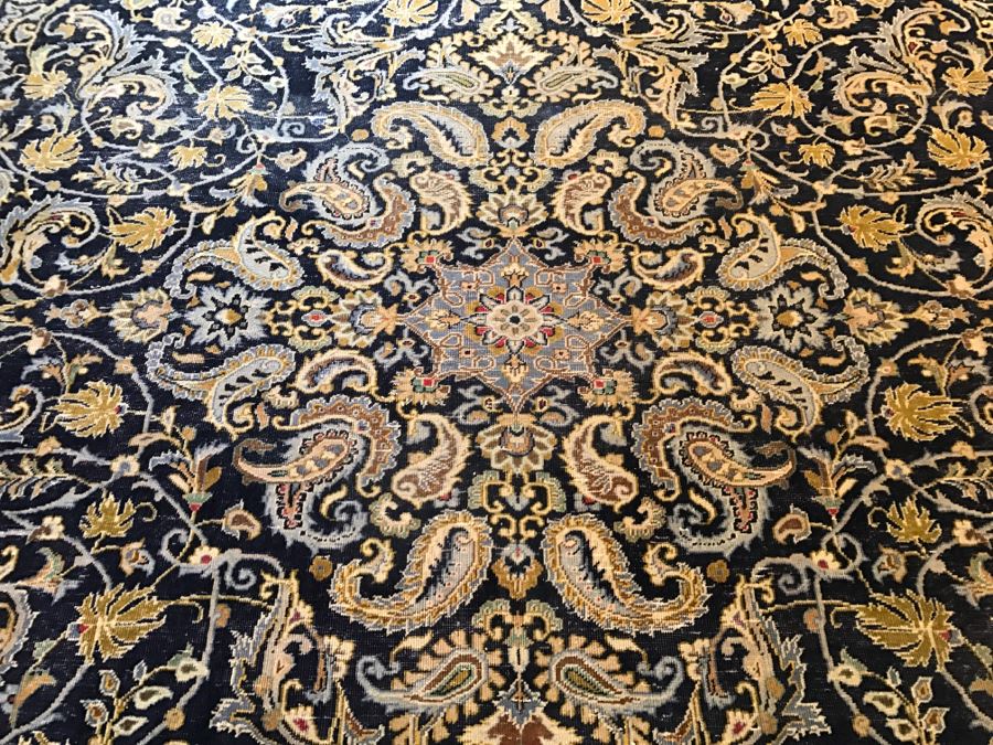 Large Stunning Hand Knotted Wool Area Rug With Blue Tones 12'9' X 9'4' [Photo 4]