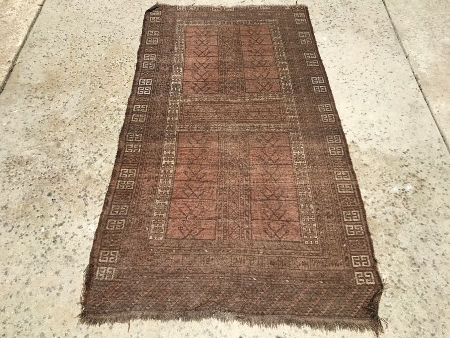 Vintage Hand Knotted Area Rug 6'1' X 3'5' Browns [Photo 2]