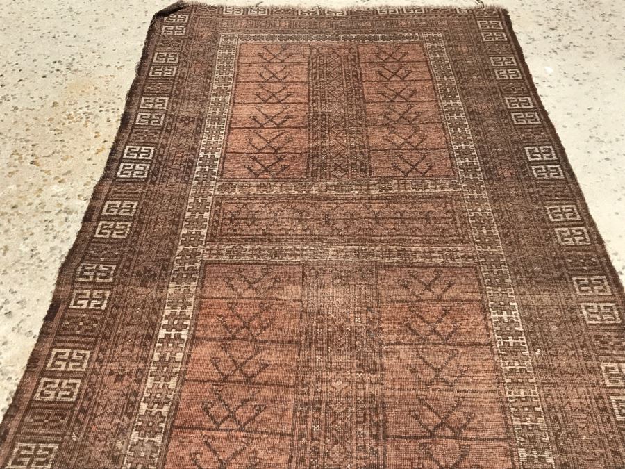 Vintage Hand Knotted Area Rug 6'1' X 3'5' Browns [Photo 4]