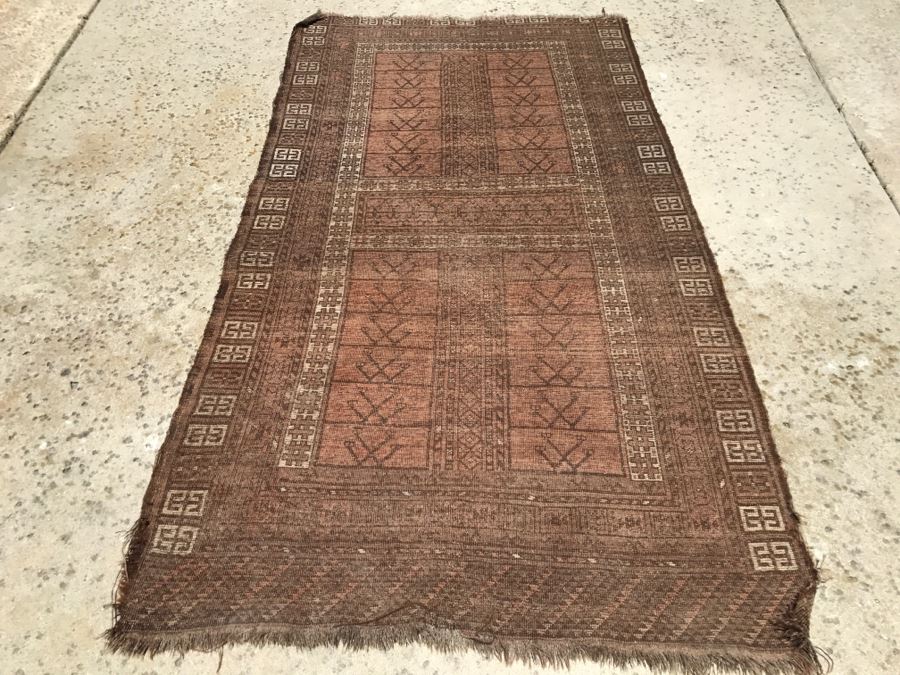Vintage Hand Knotted Area Rug 6'1' X 3'5' Browns