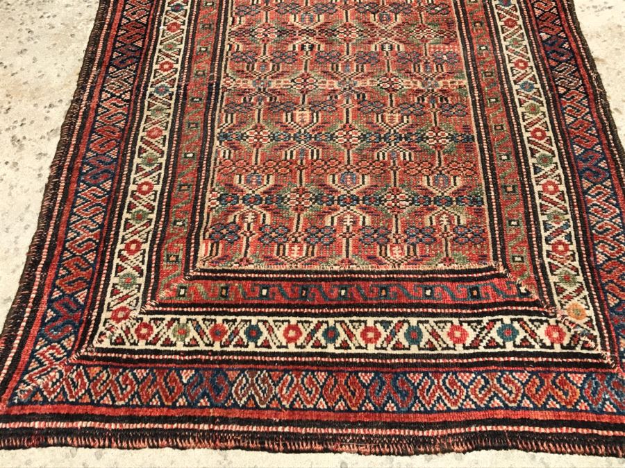 Vintage Hand Knotted Wool Area Rug 6' X 3'2'