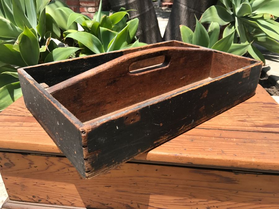 Vintage Wooden Tool Caddy And Old Wooden Box [Photo 5]