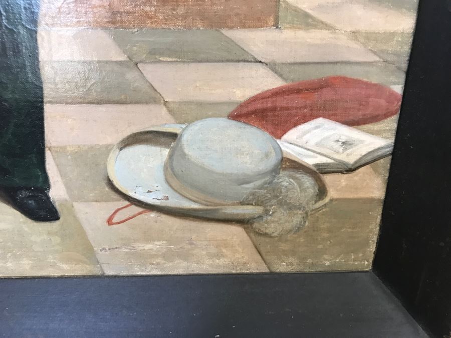 Antique Portrait Oil Painting On Canvas Of Boy With Dog No Signature Found Estimate $1,000 [Photo 15]