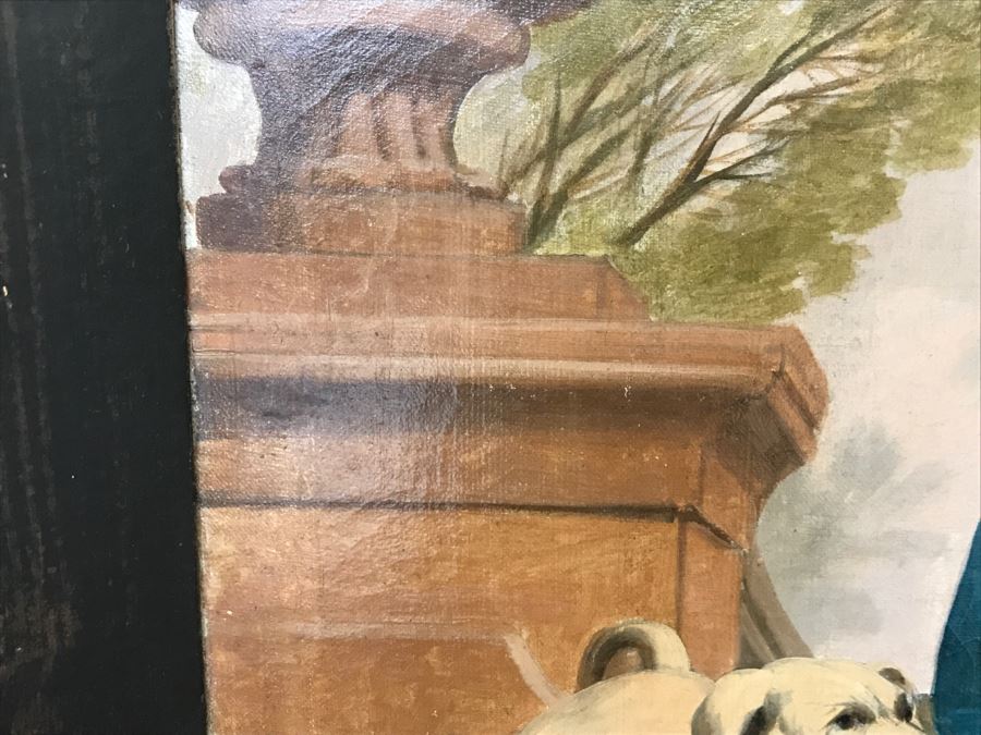 Antique Portrait Oil Painting On Canvas Of Boy With Dog No Signature Found Estimate $1,000 [Photo 18]