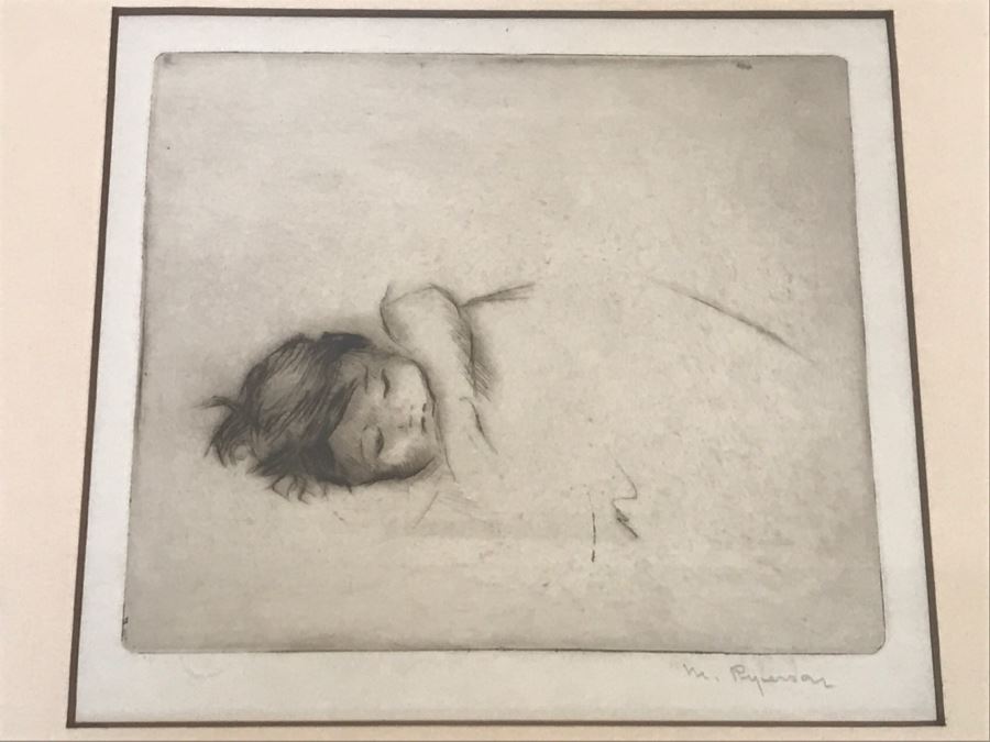 Margery Ryerson (1886-1989) Etching Of Sleeping Child M. Ryerson Hand Signed [Photo 1]