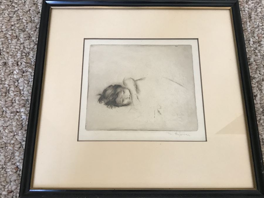 Margery Ryerson (1886-1989) Etching Of Sleeping Child M. Ryerson Hand Signed [Photo 5]