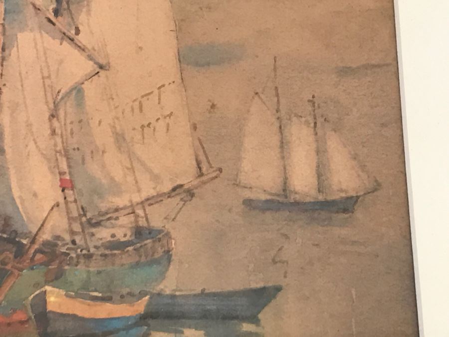 Original J. A. Cook Watercolor Marine Ship Painting By John A. Cook (1870-1936) Estimate $300-$500 [Photo 9]