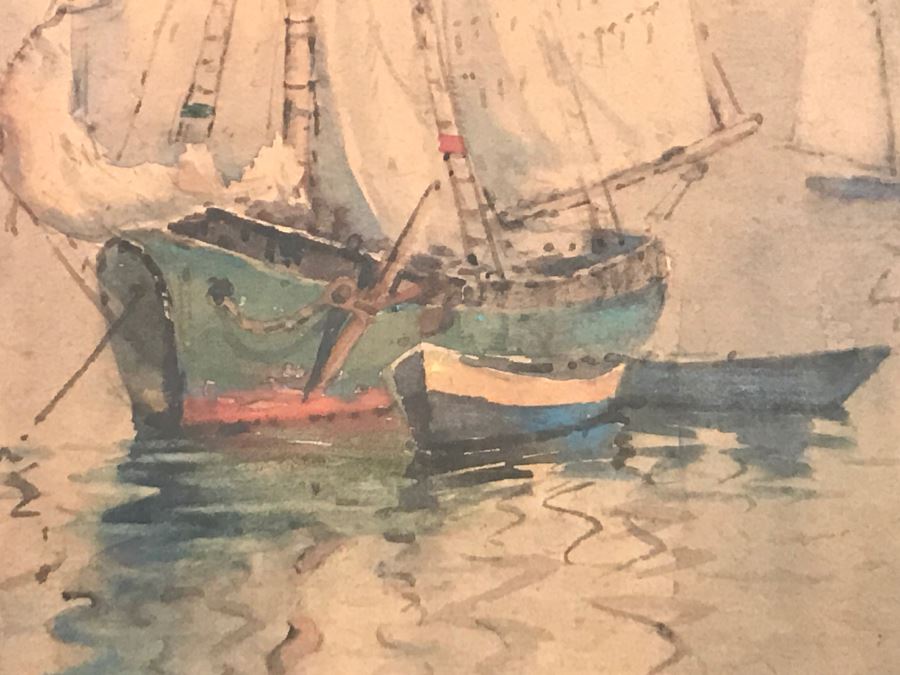 Original J. A. Cook Watercolor Marine Ship Painting By John A. Cook (1870-1936) Estimate $300-$500 [Photo 7]