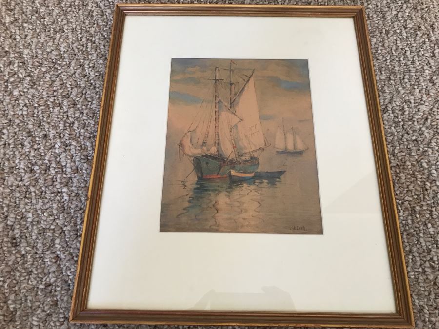 Original J. A. Cook Watercolor Marine Ship Painting By John A. Cook (1870-1936) Estimate $300-$500 [Photo 5]