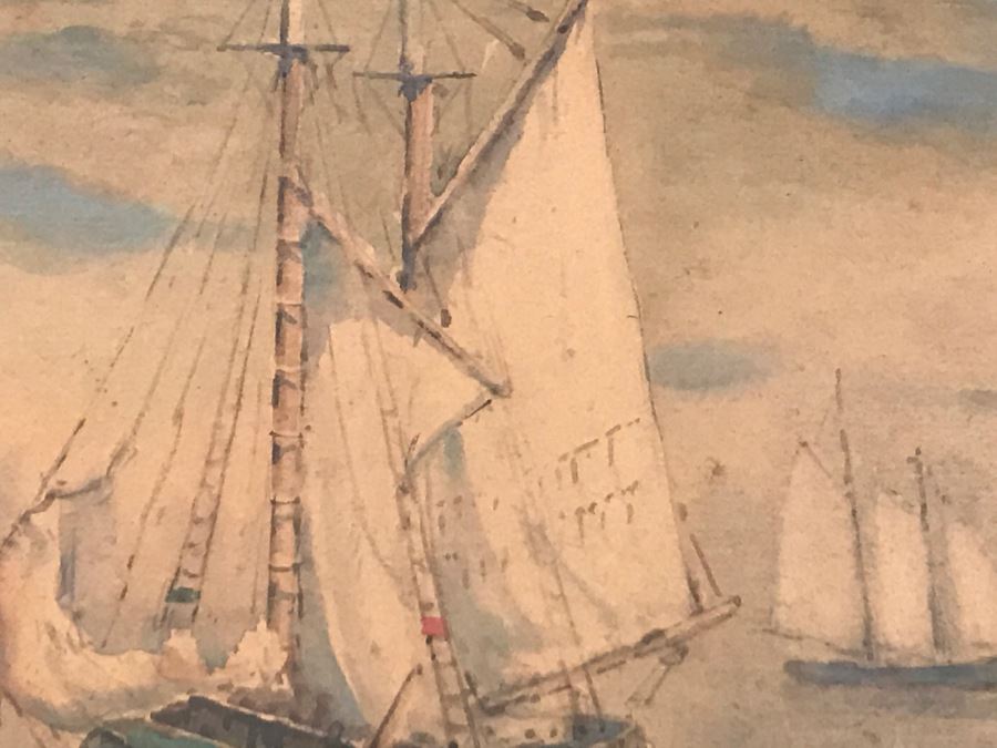 Original J. A. Cook Watercolor Marine Ship Painting By John A. Cook (1870-1936) Estimate $300-$500 [Photo 8]