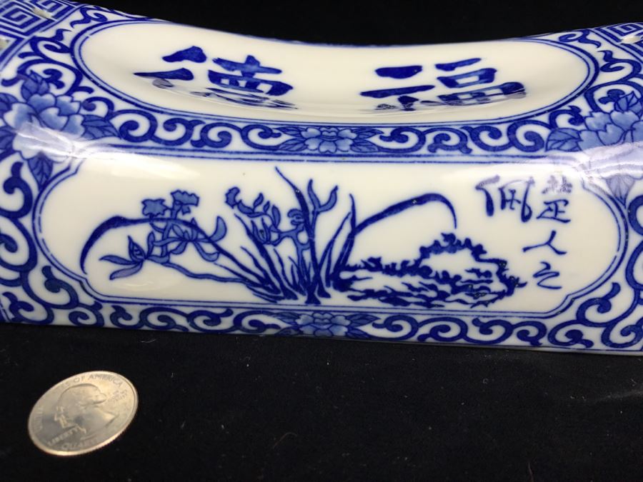 Pair Of Signed Chinese Porcelain Pillows Blue And White [Photo 14]