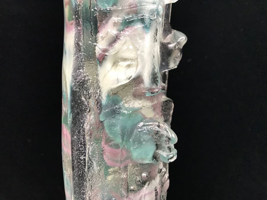 Signed M. Rhys Williams Art Glass Totem Pole Sculpture On Aluminum Base [Photo 11]