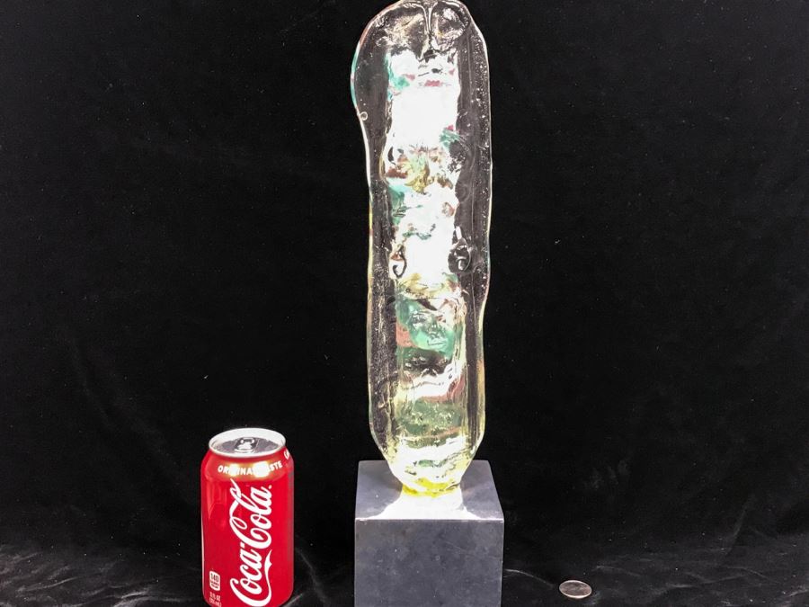 Signed M. Rhys Williams Art Glass Totem Pole Sculpture On Aluminum Base [Photo 1]