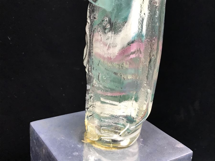 Signed M. Rhys Williams Art Glass Totem Pole Sculpture On Aluminum Base [Photo 22]