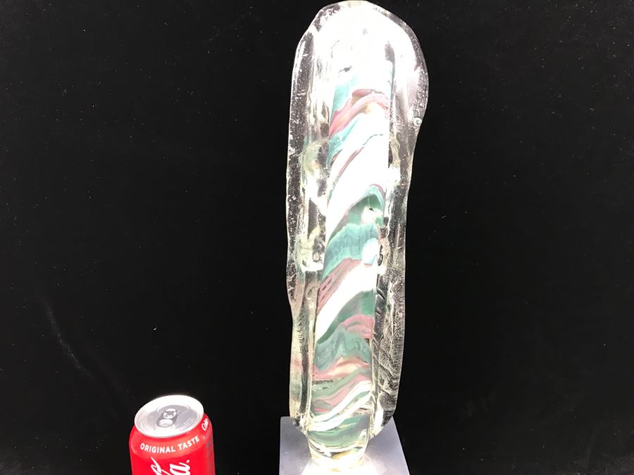 Signed M. Rhys Williams Art Glass Totem Pole Sculpture On Aluminum Base [Photo 14]