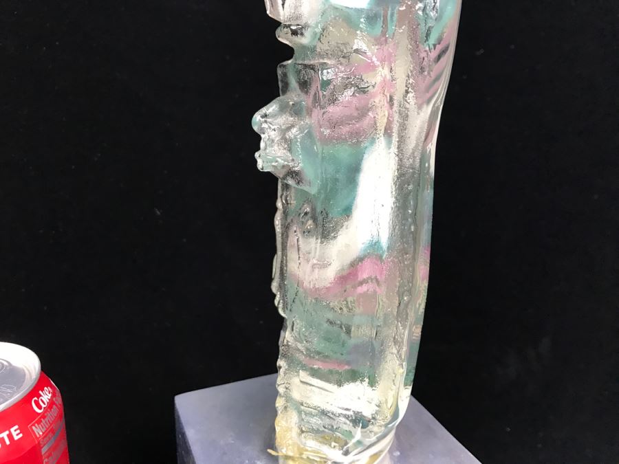 Signed M. Rhys Williams Art Glass Totem Pole Sculpture On Aluminum Base [Photo 19]