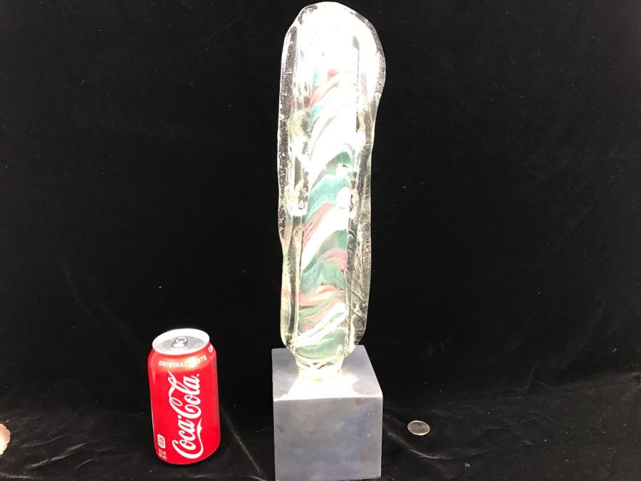 Signed M. Rhys Williams Art Glass Totem Pole Sculpture On Aluminum Base [Photo 13]