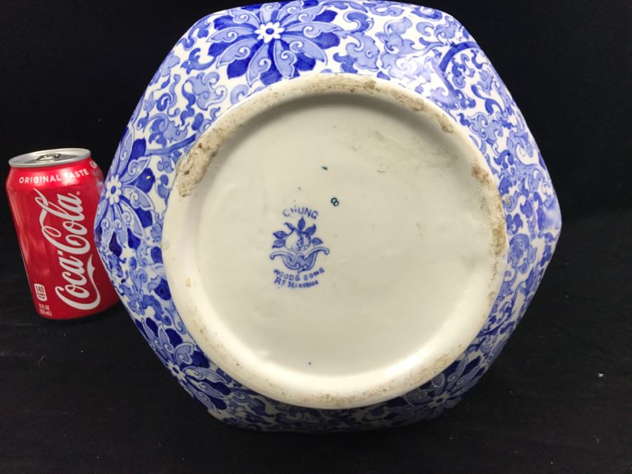 Antique Wood & Sons Wash Basin Pitcher CHUNG Blue And White [Photo 9]