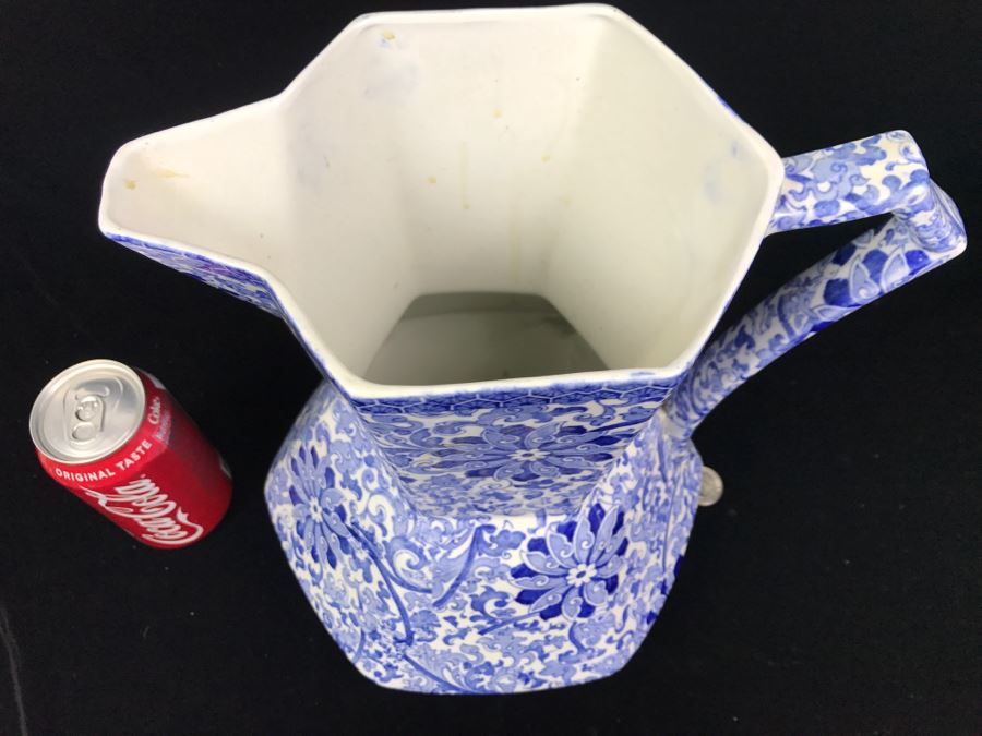 Antique Wood & Sons Wash Basin Pitcher CHUNG Blue And White [Photo 4]