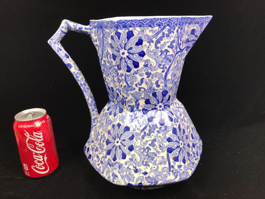 Antique Wood & Sons Wash Basin Pitcher CHUNG Blue And White [Photo 7]