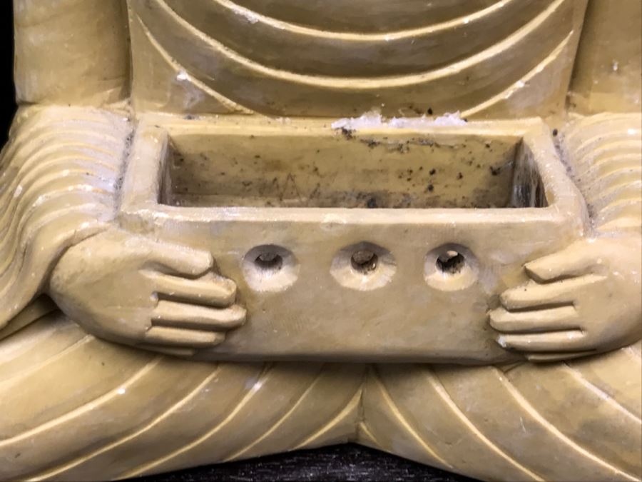 Vintage Carved Stone Buddha Incense Burner On Wooden Stand - Note That Snake's Tail Is Chipped [Photo 11]