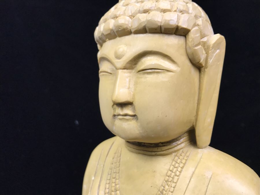 Vintage Carved Stone Buddha Incense Burner On Wooden Stand - Note That Snake's Tail Is Chipped [Photo 19]