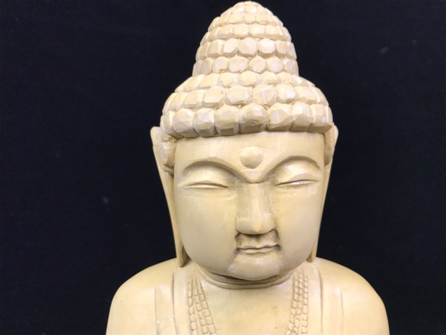 Vintage Carved Stone Buddha Incense Burner On Wooden Stand - Note That Snake's Tail Is Chipped [Photo 3]