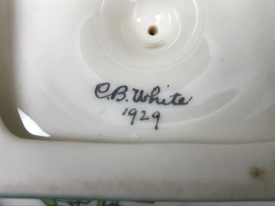 Antique Lenox Green Palette Mark (1906-1924) Coffee Pot With Sugar And Creamer Signed By Artist C.B. White 1929 [Photo 21]