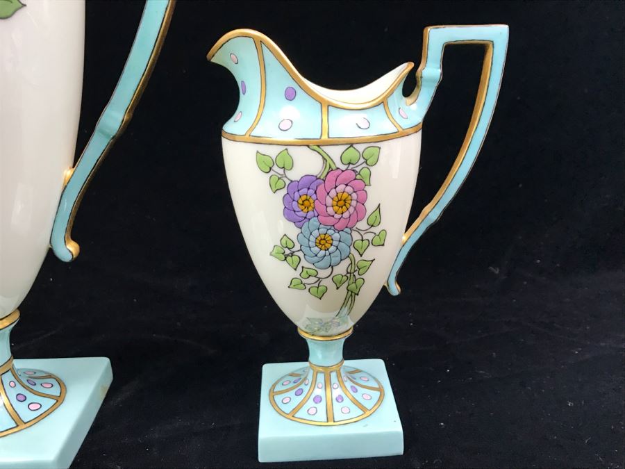 Antique Lenox Green Palette Mark (1906-1924) Coffee Pot With Sugar And Creamer Signed By Artist C.B. White 1929 [Photo 10]