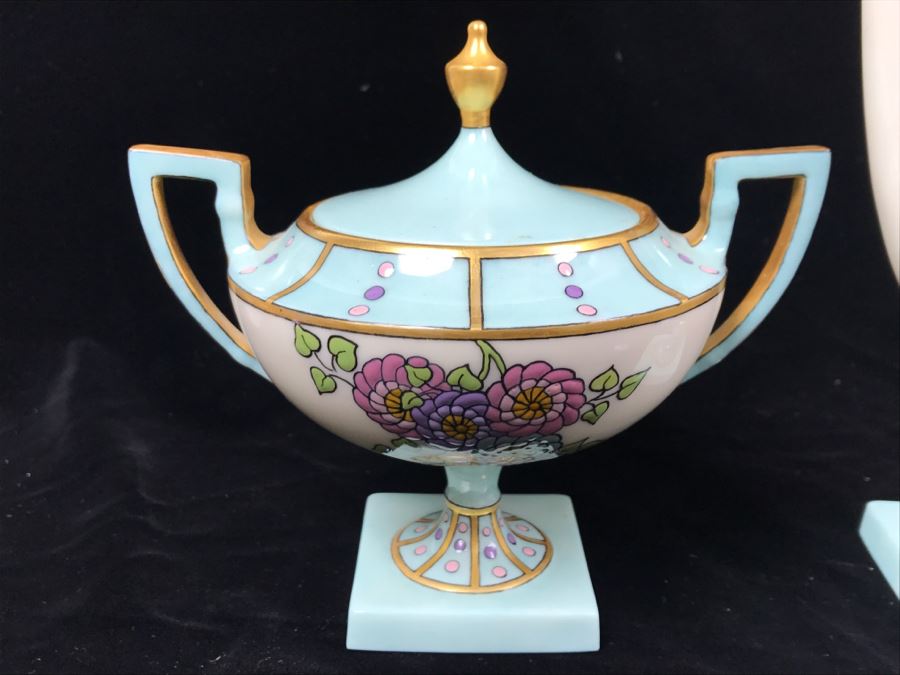 Antique Lenox Green Palette Mark (1906-1924) Coffee Pot With Sugar And Creamer Signed By Artist C.B. White 1929 [Photo 8]