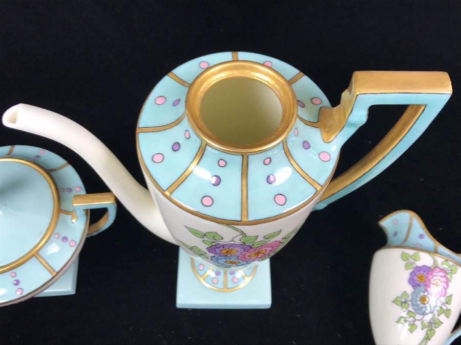 Antique Lenox Green Palette Mark (1906-1924) Coffee Pot With Sugar And Creamer Signed By Artist C.B. White 1929 [Photo 15]