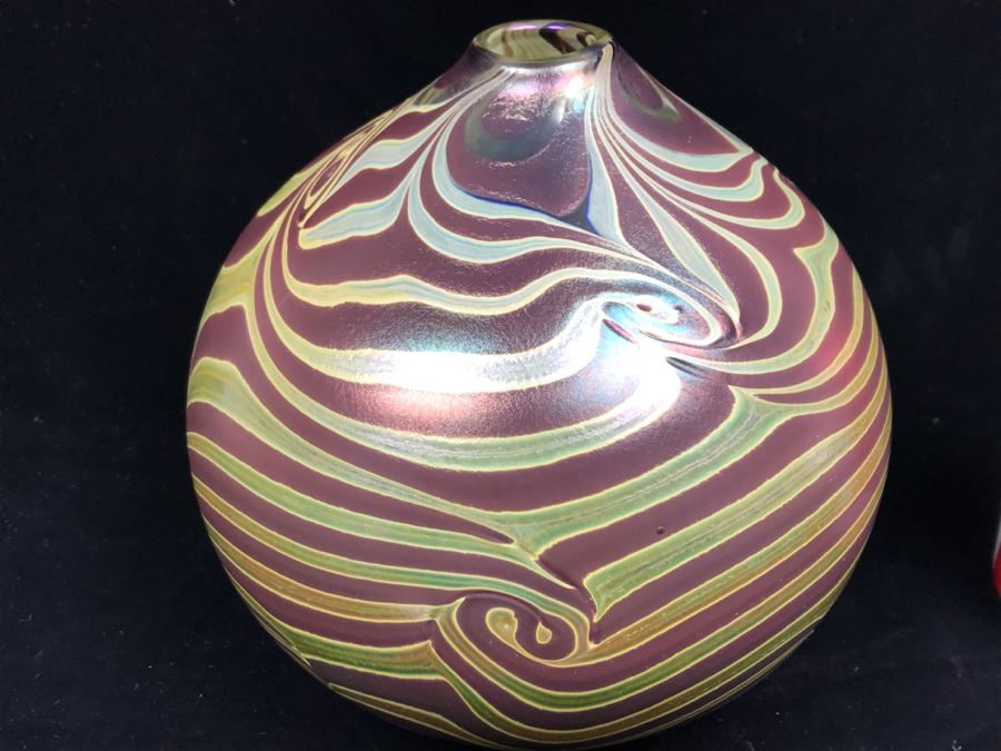 Signed Art Glass Vase By CJK [Photo 3]