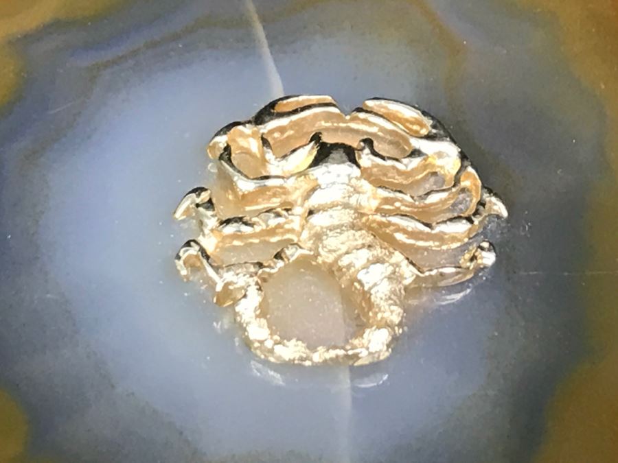 14K Yellow Gold Scorpion Mounted On Agate Stone Pendant [Photo 5]