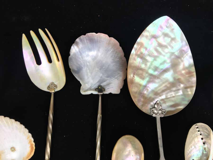 Set Of (10) Shell Utensils Spoons Forks [Photo 6]