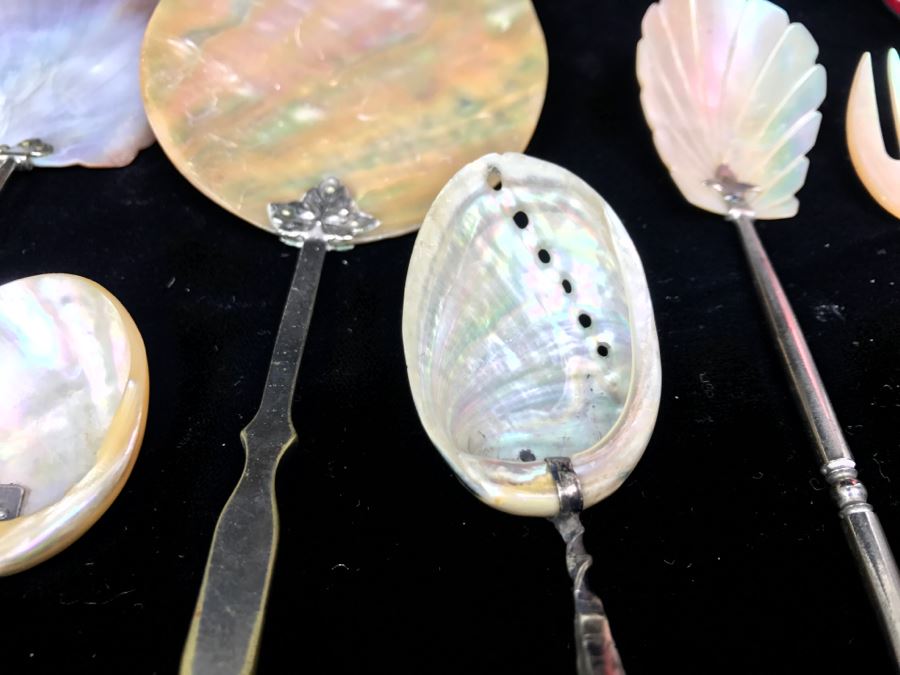 Set Of (10) Shell Utensils Spoons Forks [Photo 10]